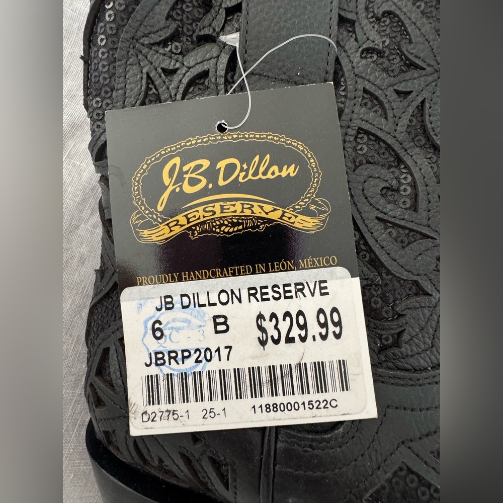 NWT JB DILLION Black Cutout Leather Western Boots - Picture 5 of 12